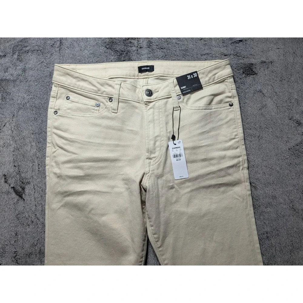 Express Skinny Hyper Stretch Jeans Men's Size 31x30 Cream MSRP $88